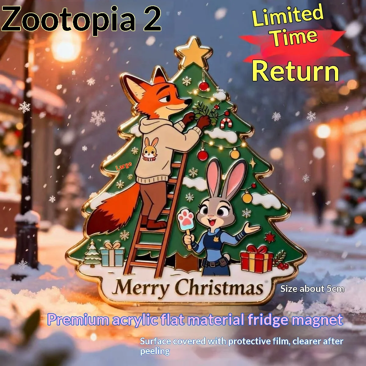 Nick Judy CP Christmas High Value Acrylic Magnetic Flat Fridge Sticker Gift Zootopia 2 Cartoon Character Decoration Home