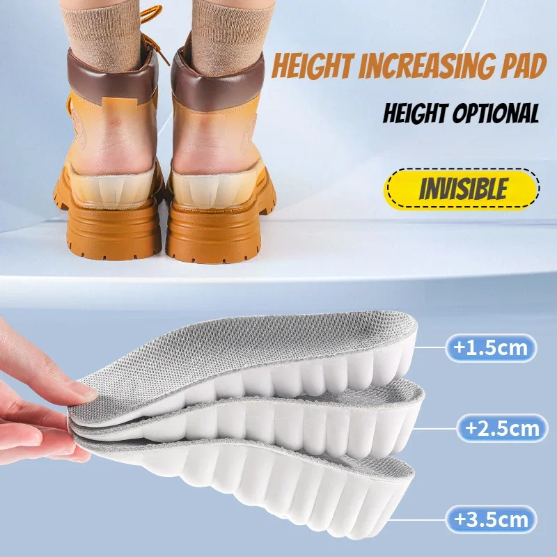 Invisiable Height Increase Insoles for Women Men Heel Lift Shoes Sole Pad Breathable Shock Absorption Feet Care Cushion Pads