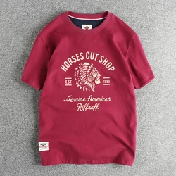 Summer New American Retro Short-sleeved O-neck Letter Printed T-shirt Men's Fashion Simple 100% Cotton Washed Casual Sport Tops