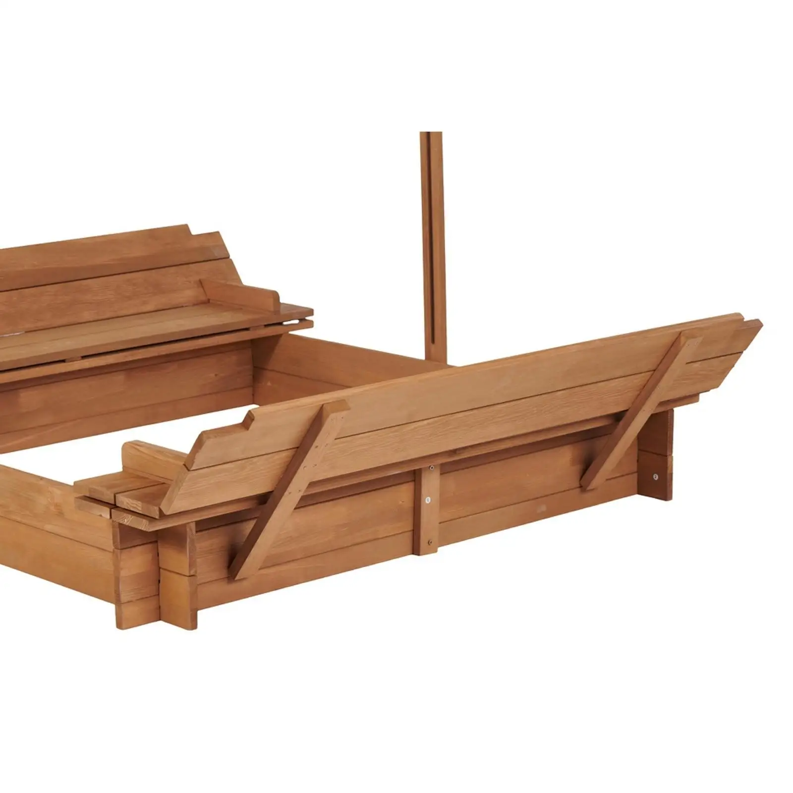 Caja de arena para niños con cubierta ajustable, caja de arena de madera de 46 pulgadas con 2 plegables