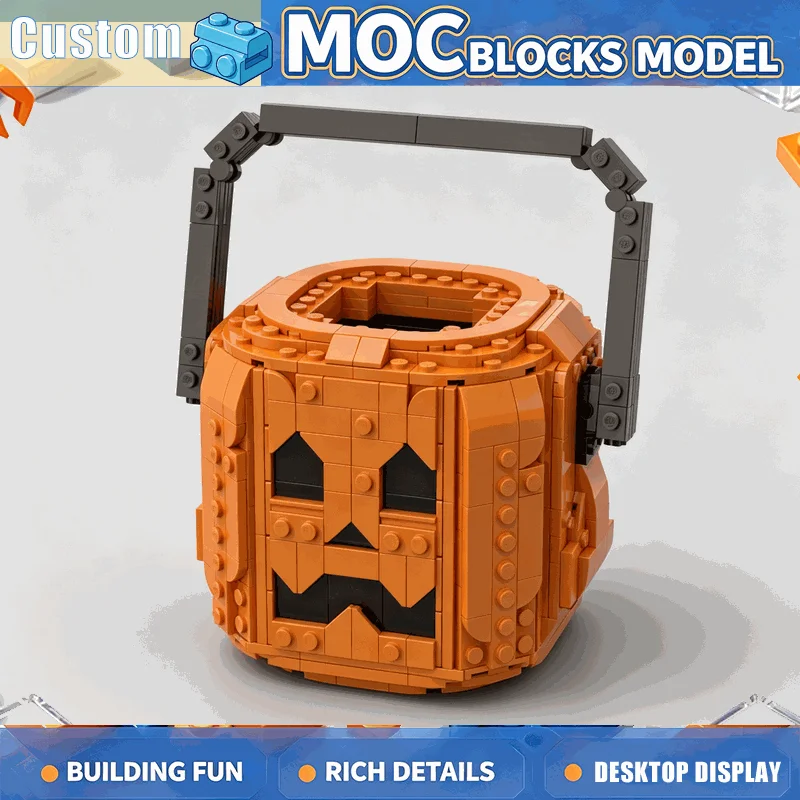 573PCS Halloween Pumpkin Pencil Holder Building Blocks Model DIY Assembly Desk Organizer Creative Home Decoration Festival Gift