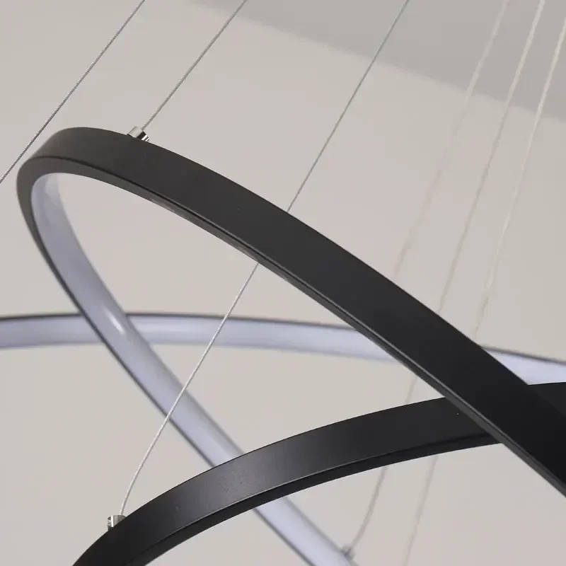 Circle Rings LED Chandeliers Lights for Livingroom Bedroom Kitchen Restaurant Home Decor Hanging Luminous Fixture Lustre Pendant