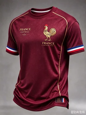 Vintage Frankreich Hahn 3D-Druck Fußballtrikot Paris inspirierte Grafik Blaues Kurzarm-Unisex-Fußballfan-Sport-T-Shirt – Detail 3