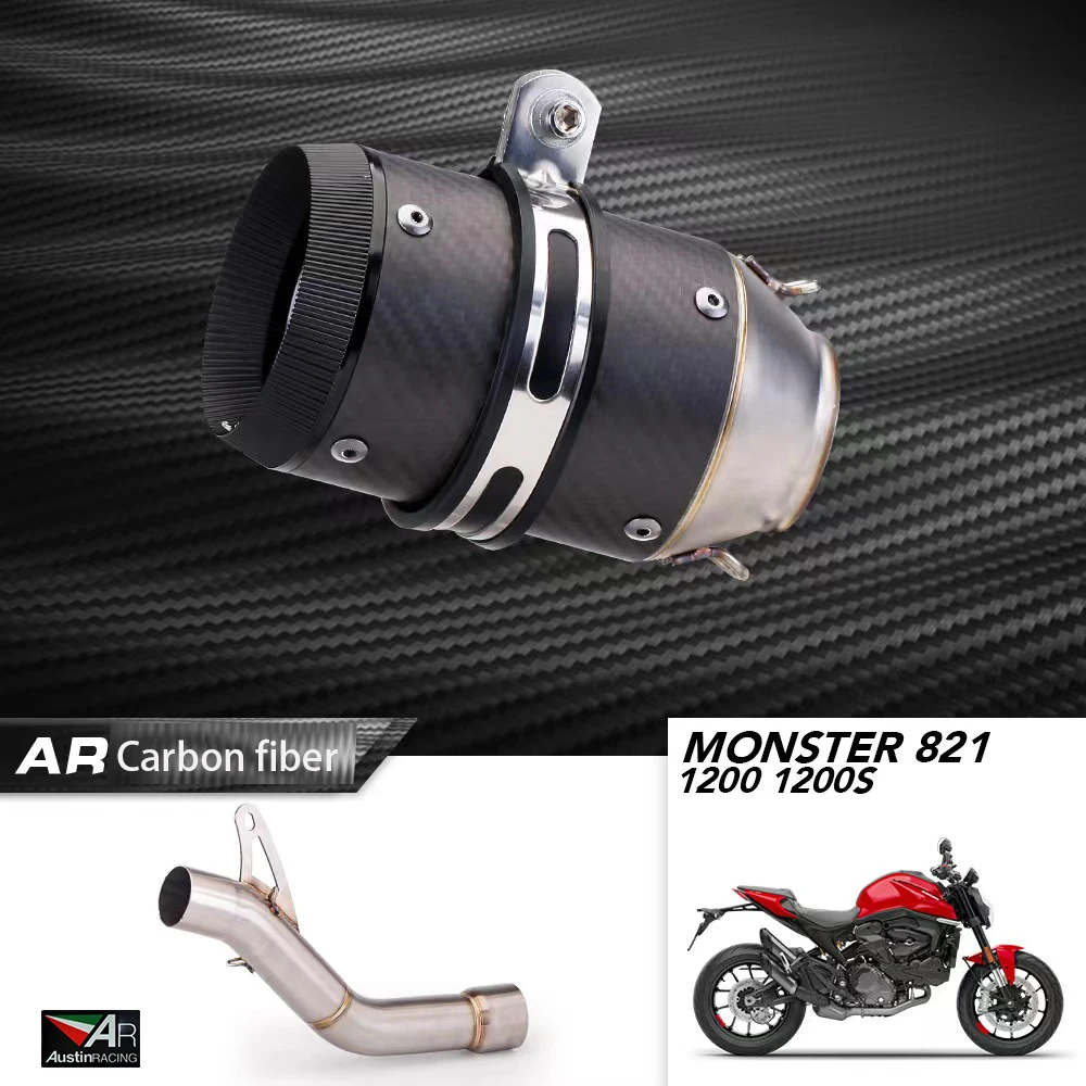 Rafesno  Motorcycle exhaust pipe for Ducati 821 1200 1200S modified AR exhaust pipe carbon fiber tail exhaust