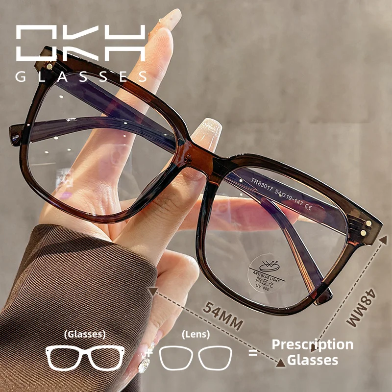 

Очки OKH с широкой оправой, большие квадратные очки премиум-класса для мужчин и женщин, корригирующие очки для близорукости, для чтения