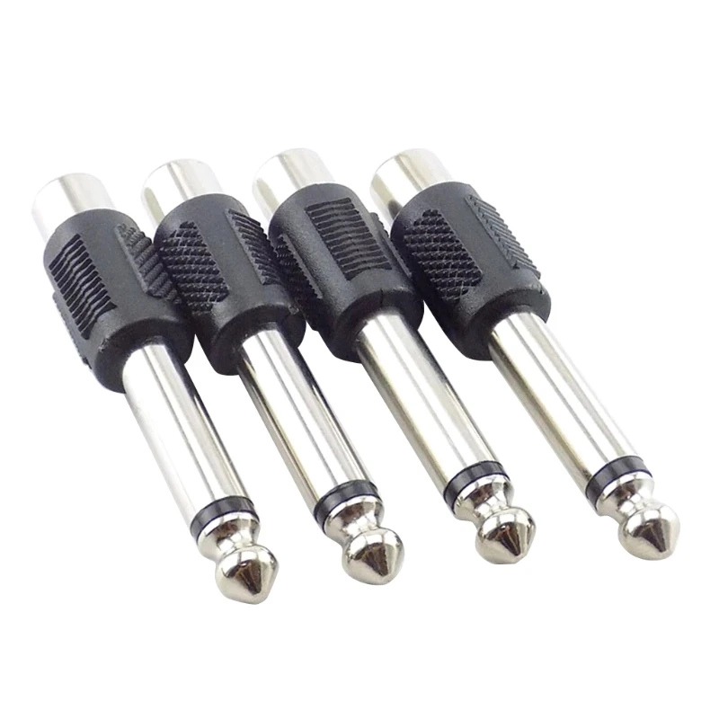 DN59 6.35mm 1/4 Inch Stereo Male Plug to RCA Female Jack Audio Adapter Plated Connectors 4 Pack Corrosion Resistant Metal