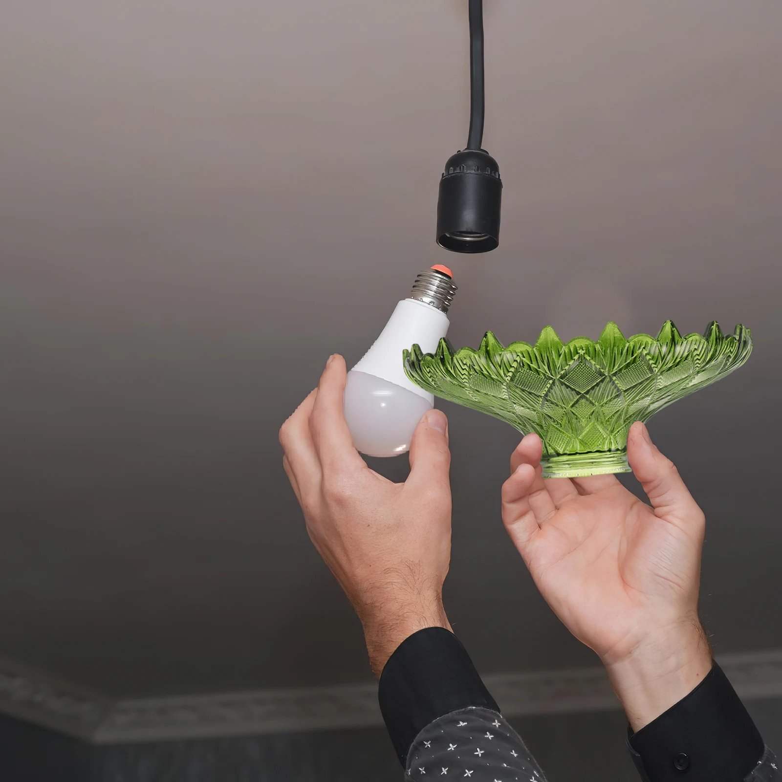 

Vintage Green Glass Lampshade 45Mm E26 E27 Base Compatible Replacement for Table Floor Lamp Crystal Sconce Ceiling Light