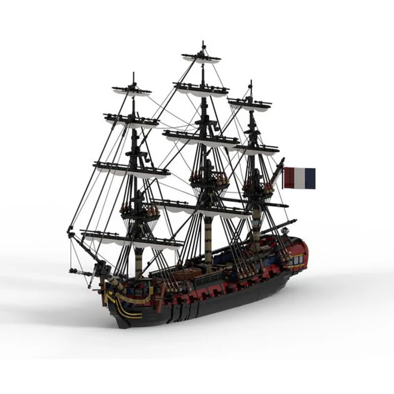 

6148PCS MOC Pirate Series Escort Ship Three Mast Full Sailor DIY Assembly Building Blocks Toy Set Model Children's Gift