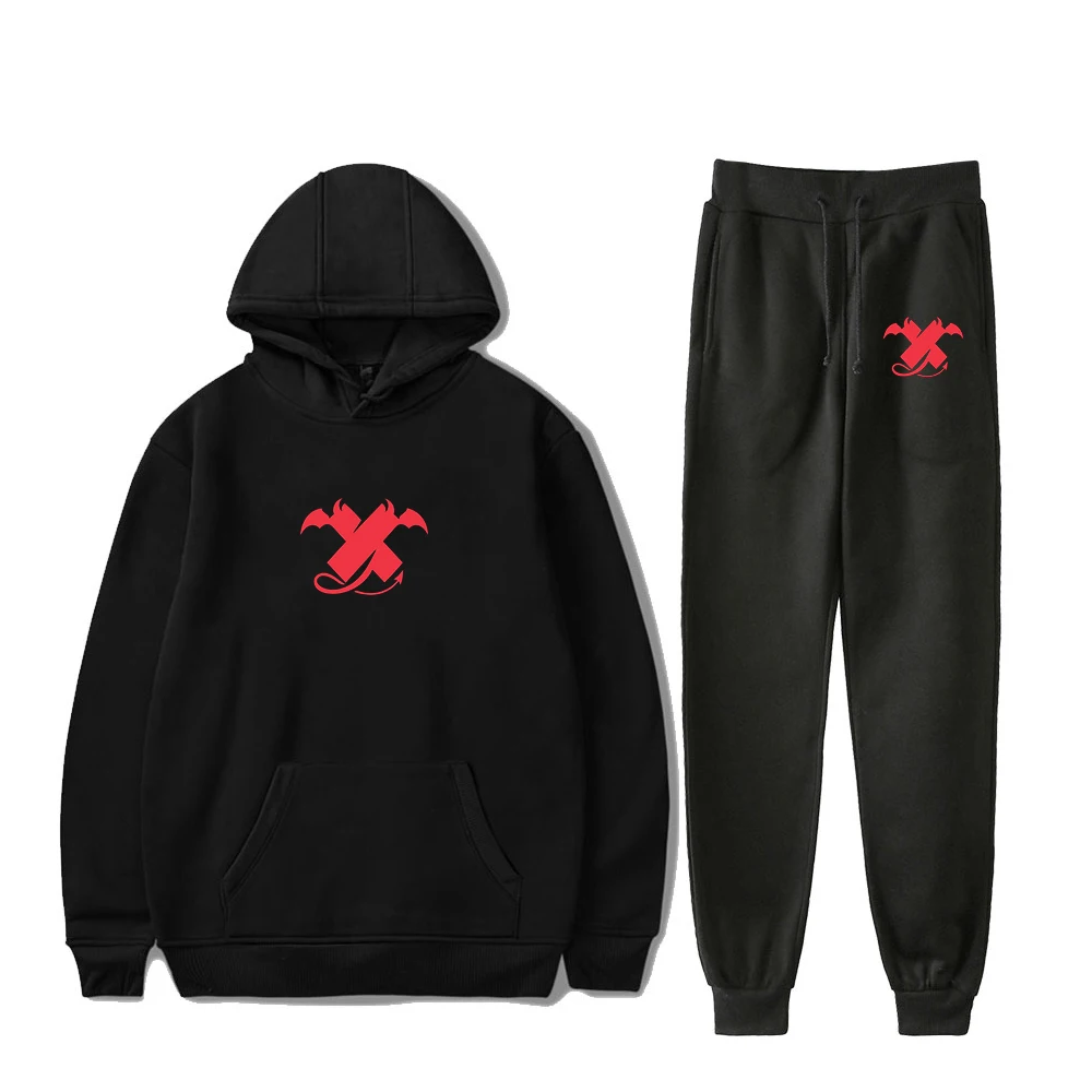 

XPLR Sam and Colby Devil X Hoodie Jogger Pants Two Piece Set Sweatshirts+Sweatpants XPLR Holiday 2023 Merch Men Women's Set