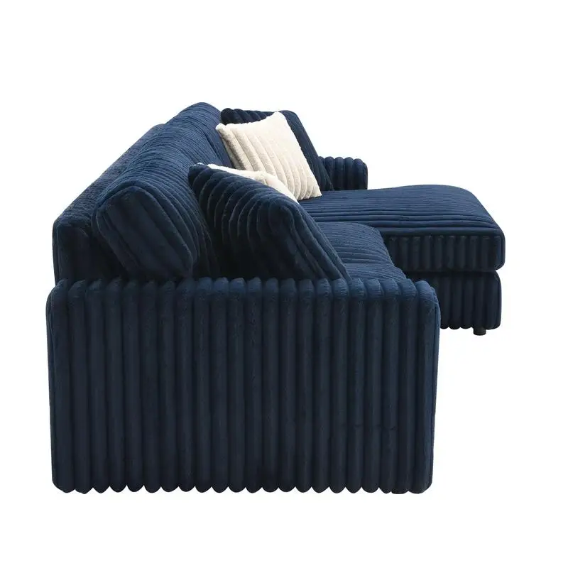 أريكة مقسمة من سروال قصير أزرق بريتون مع 4 وسائد - جلوس أنيق ومريح في غرفة المعيشة #3