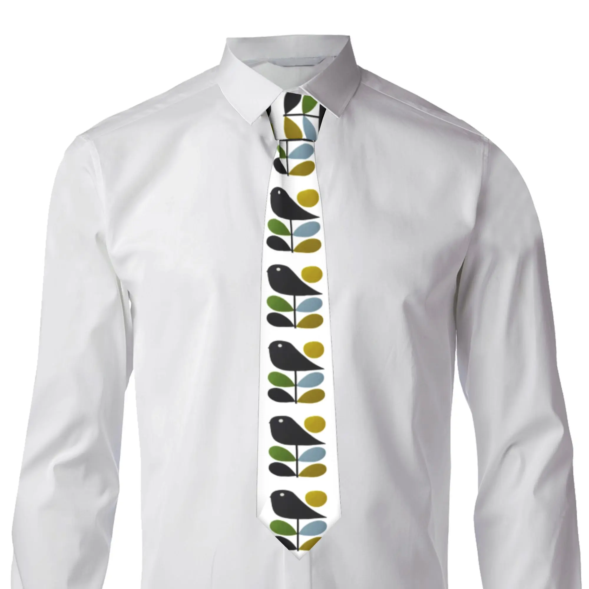 Kiely Orla Stem Bird Tie Men Formal Silk Flowers Geometric Necktie for Office