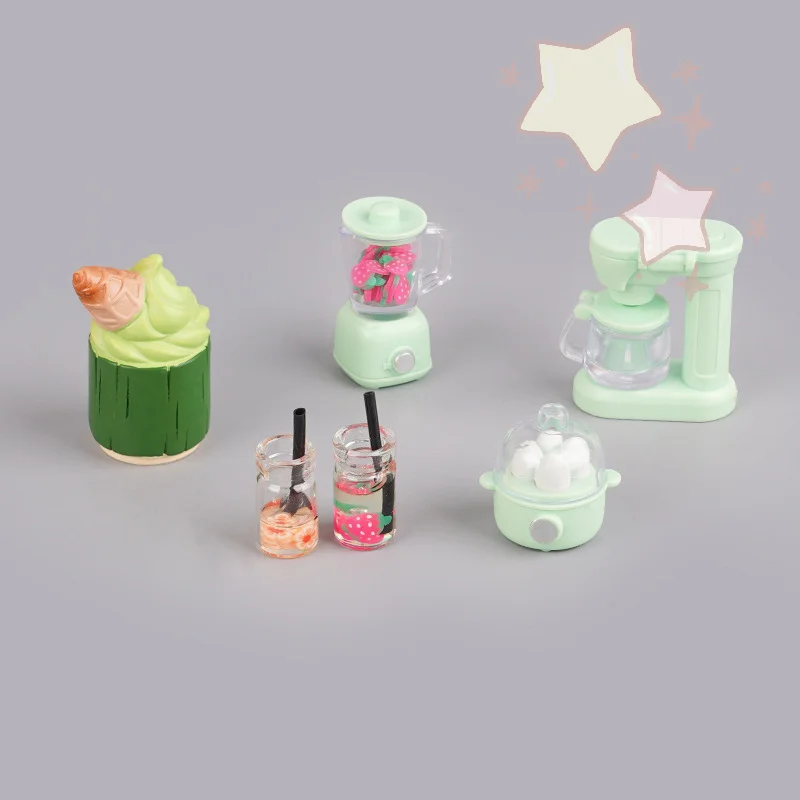 1/12 Puppenhaus Mini-Küchengerät-Set inklusive Entsafter, Reiskocher und Ofenmodell für Puppenhaus-Dekoration