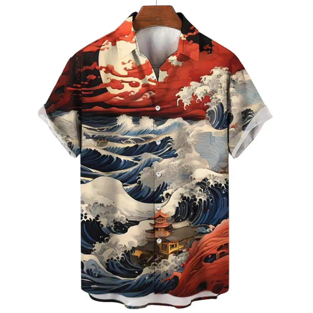 Fashion Floating World 3 D Printed Shirt New Men\'s Summer Shirt Button Hip Hop Tops Casual Shirt Harajuku Oversized Clothing