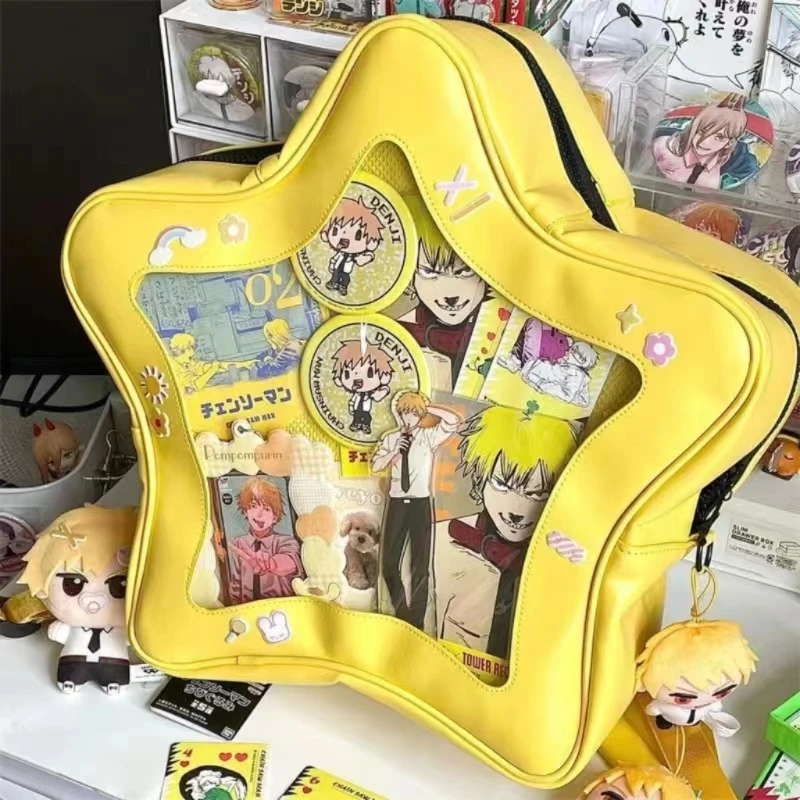 Sac à dos Ita étoile jaune pour filles, sac à dos Kawaii, sac à dos transparent, cartable de voyage pour adolescents, poche avant étanche, mode mignonne Y2K