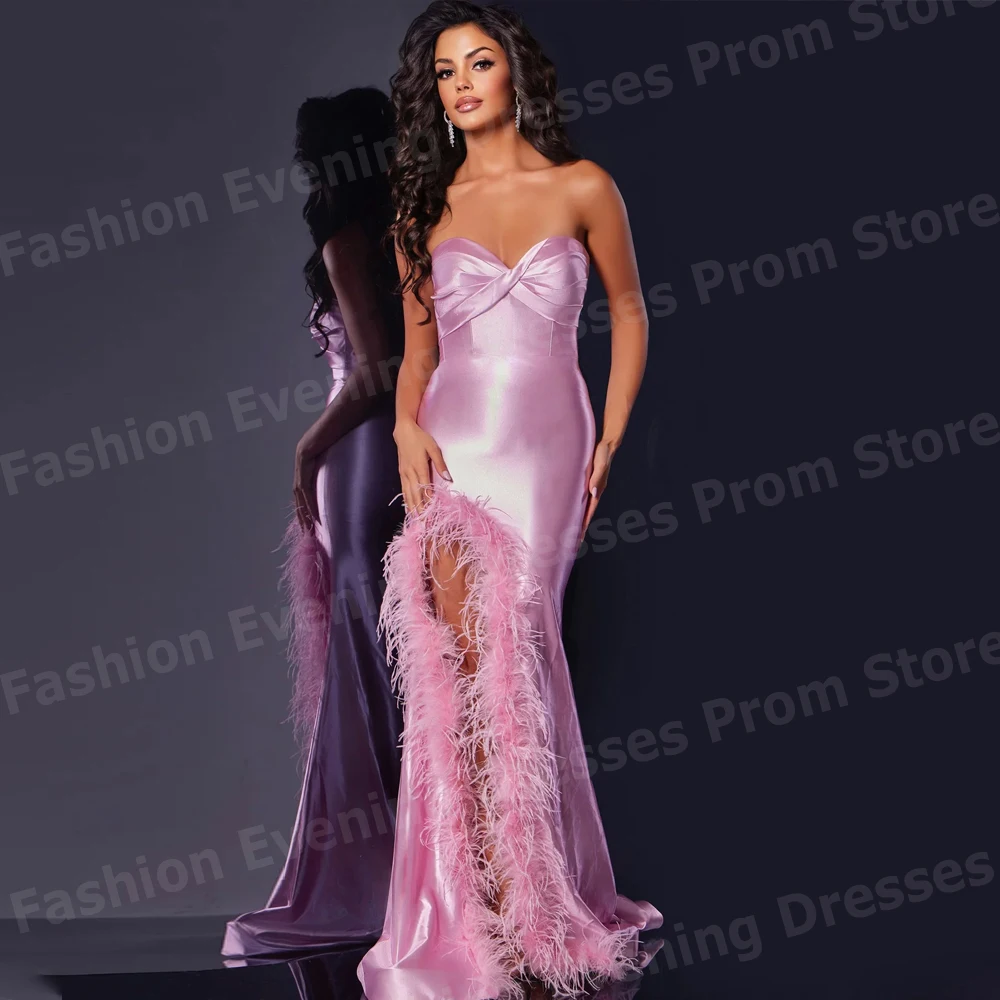 

Изящные женские вечерние платья русалки, милые платья для выпускного вечера по индивидуальному заказу), Öl tipo فساتين سهره с боковыми разрезами и перьями فساتين سهرة