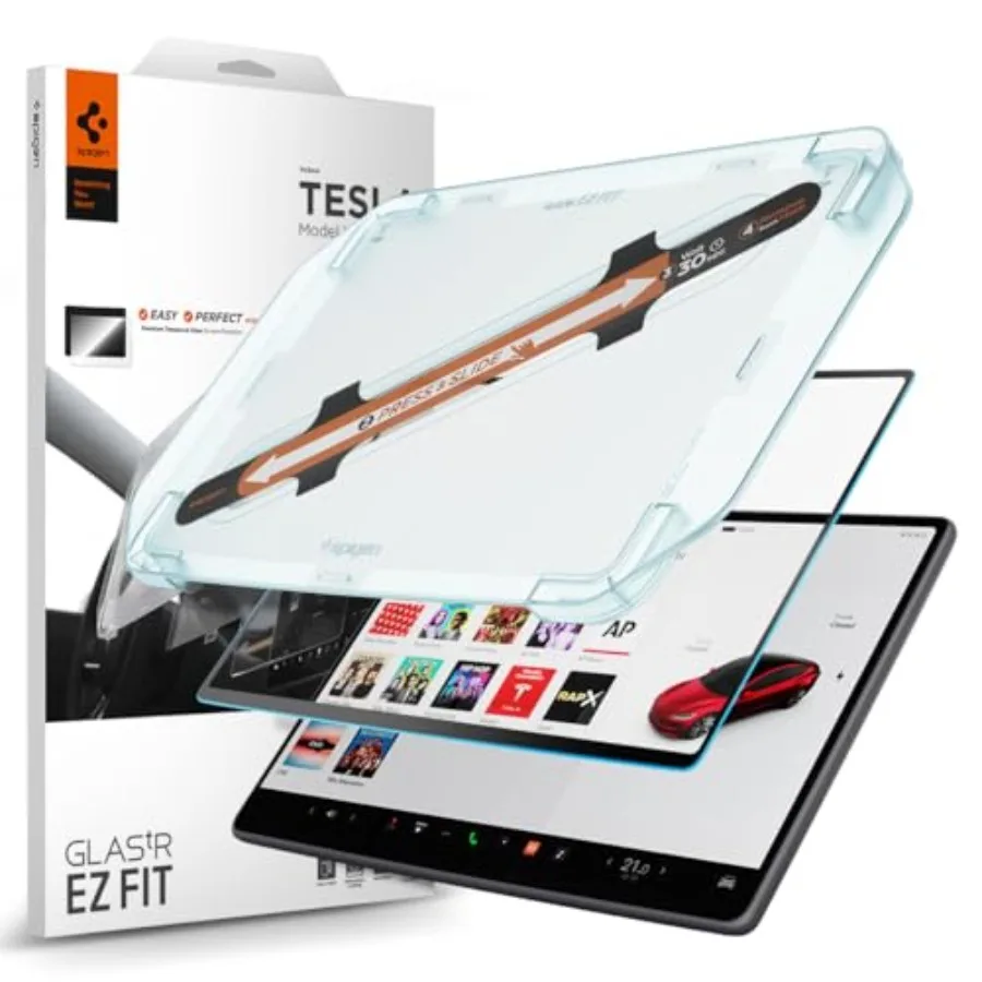 

Tempered Glass Screen Protector [GlasTR EZ FIT] designed for Model 3 2024/2025/2026,Model Y (2024-2025), Model Y Standard 2026