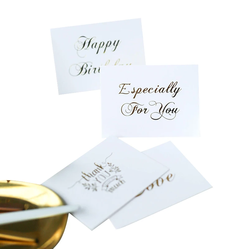 10Pcs Simple Gold Letter Card Party Foldable Greeting Card Thank You Gift Label Paper Cards Birthday Wedding Greeting Card