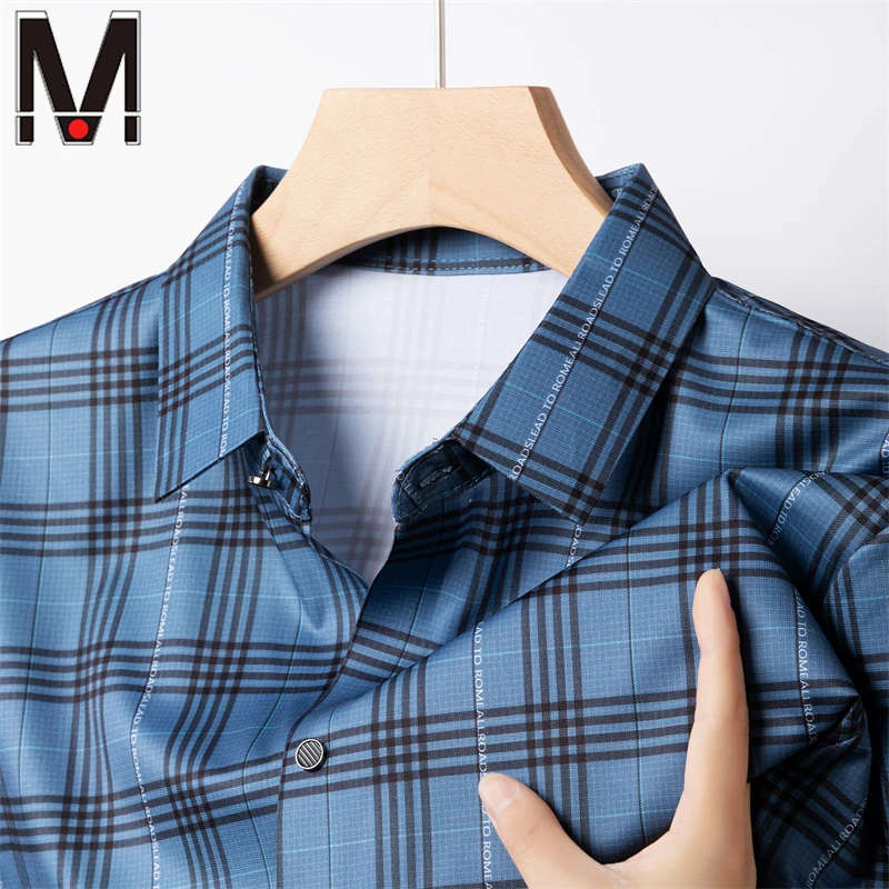 2024 Summer New Men's Business Casual Printed Short Sleeved Shirt Fashion Comfortable Wrinkle Resistant Top