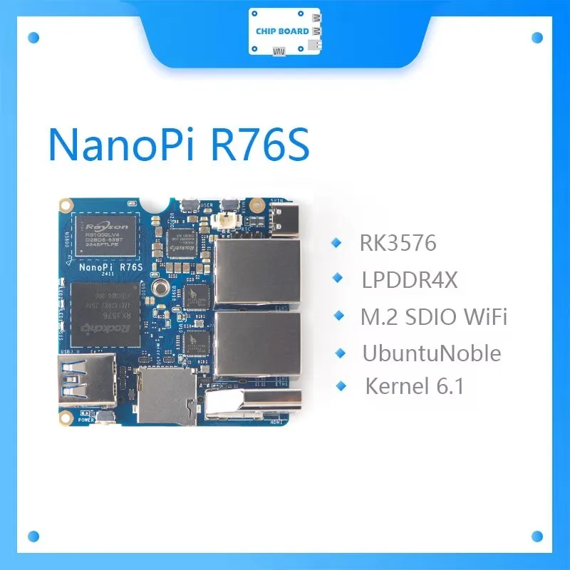 

NanoPi R76S RK3576 LPDDR5 SBC Dual 2.5G NIC | HDMI и AI Развертывание мини-шлюза IoT с двумя 2,5G