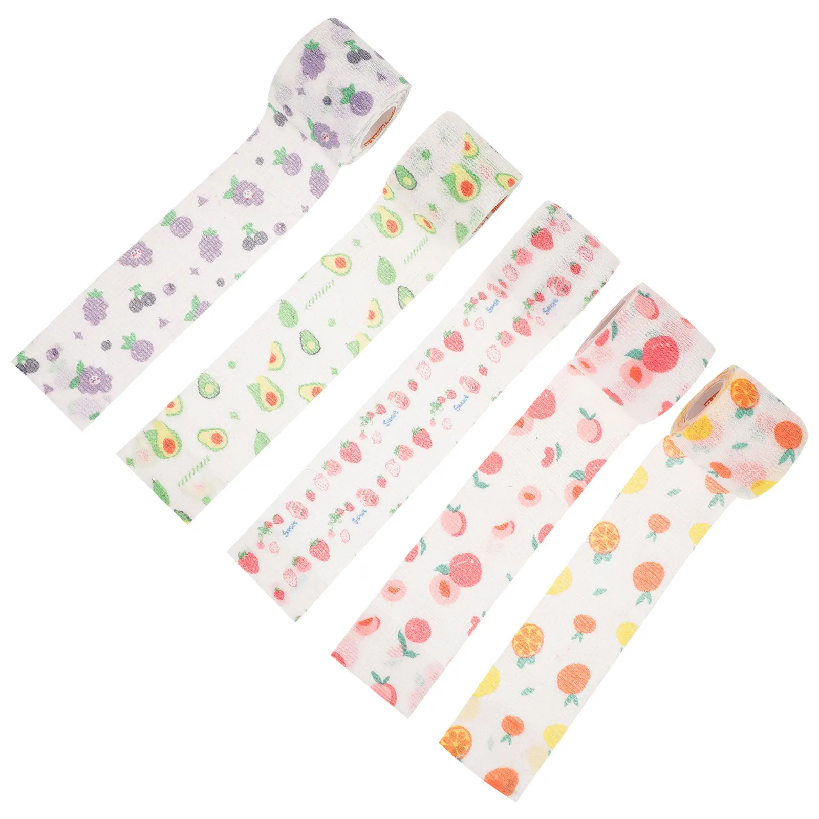 

5pcs 5 Rolls Fruit Self-adhesive Bandage 5CM Wide Sports Wraps Elastic Bandage for Wrist Sprains Wrap Dog Cat Supplies