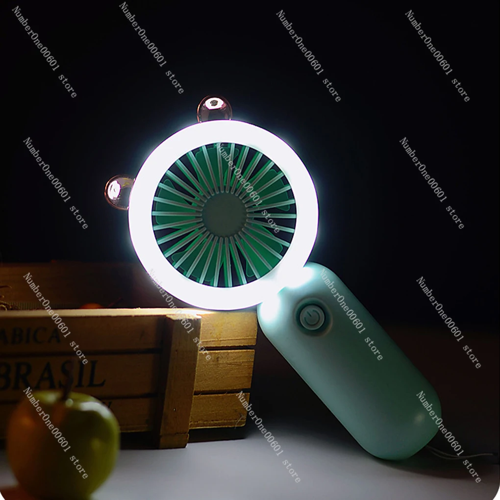 Cartoon Mini Portable Handheld Fans Silent Outdoor Summer Small Fan USB Charging Cooling Cute Portable Fan with LED Night Light