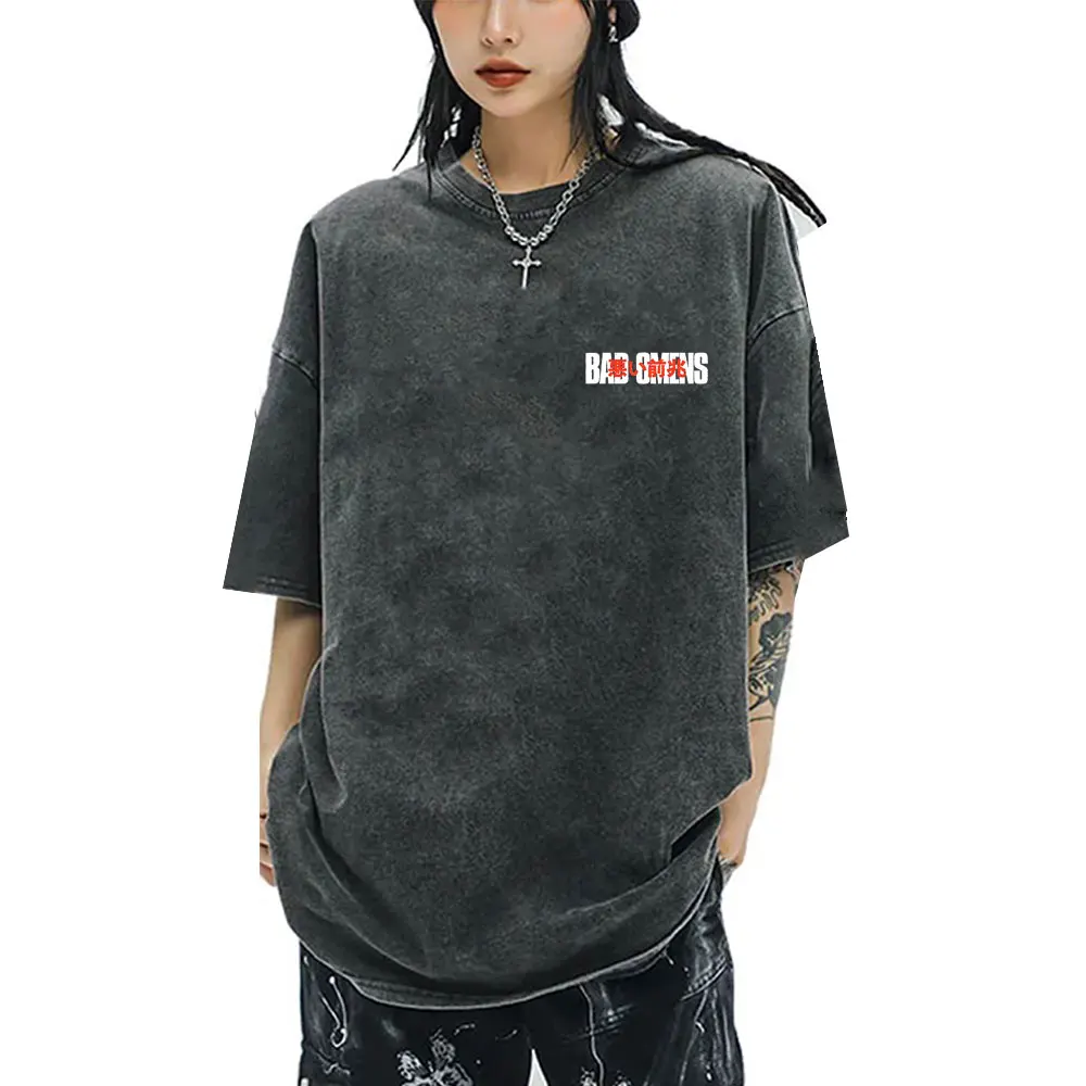 Camisetas con gráficos de la gira europea para hombre y mujer, camiseta informal de gran tamaño con banda de Rock Vintage lavada, Bad Omens Do You Feel Love 2025