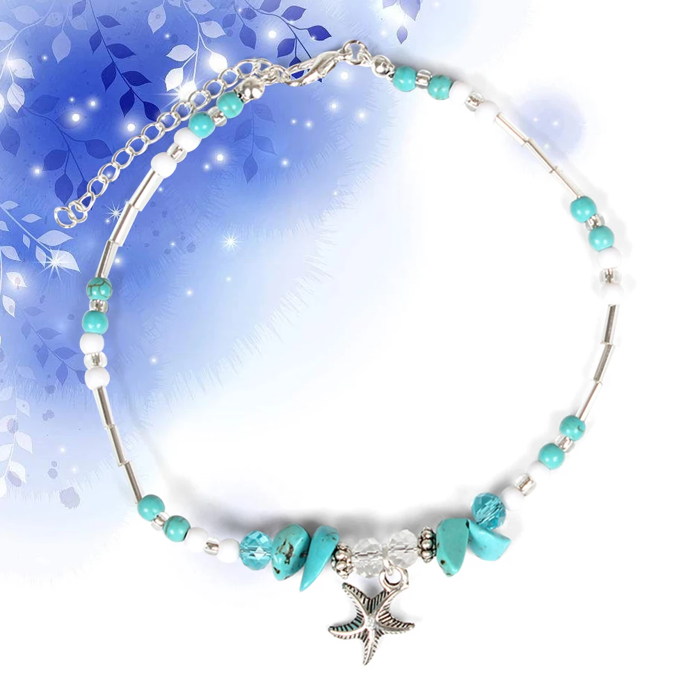 Anklet Universal Geometric Type Charm Bracelet Alloy Decor Silver Shape Pendant