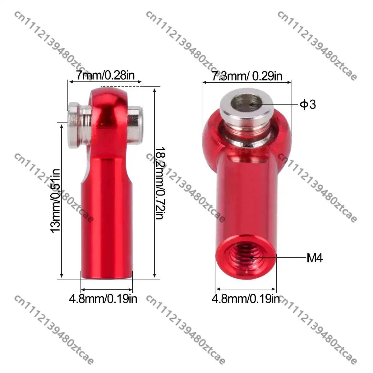 Aperture Aluminum Alloy Straight Ball Head Cup Fish Eye Tie Rod End Buckle Fit RC Crawler Link Modification Accessories