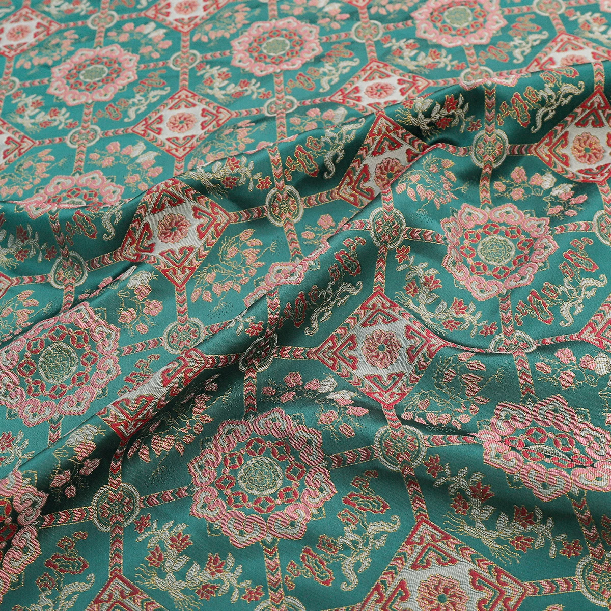 

New Chinese Style Song Brocade Fabric Vintage Oriental Jacquard Silk Textile For Fashion Designer Dress Making