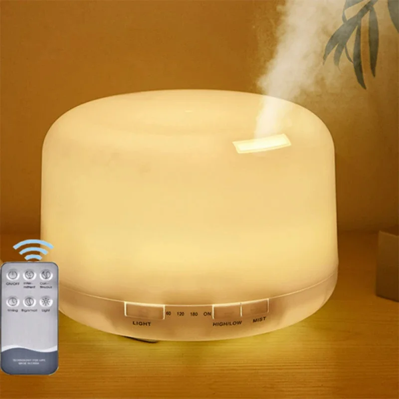

500ml Ultrasonic Air Humidifier Remote Control Essential Oil Diffuser Desktop Machine Scent Diffuser with Night Lights