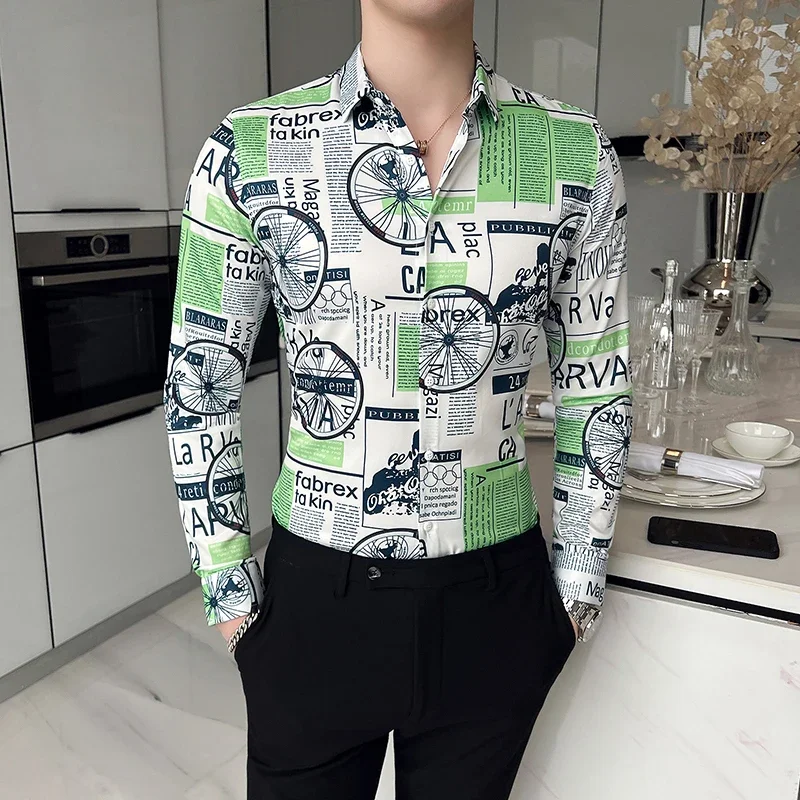 

Men's High-quality Hawaiian Shirt Casual Fashion Print Shopping Leisure Travel Nightclub Retro Ethnic Wind Long-sleeved Shirt