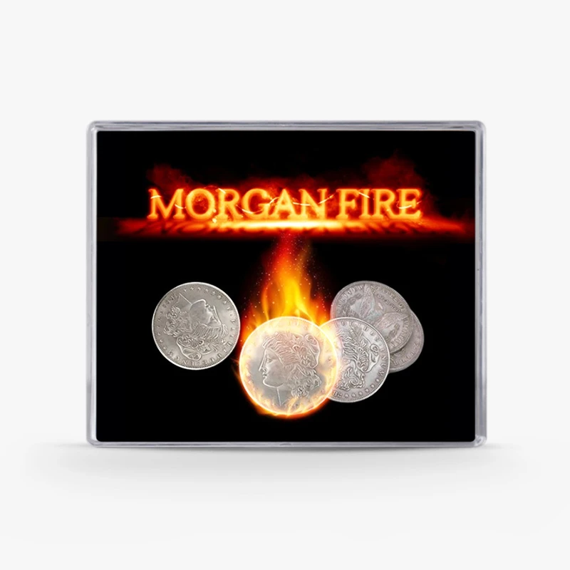 

Morgan Fire Set (1 Fire Coin + 3 Morgan Coins +1 Morgan Shell) Gimmick Magic Tricks One Coin to Two Close Up Illusion Props Fun