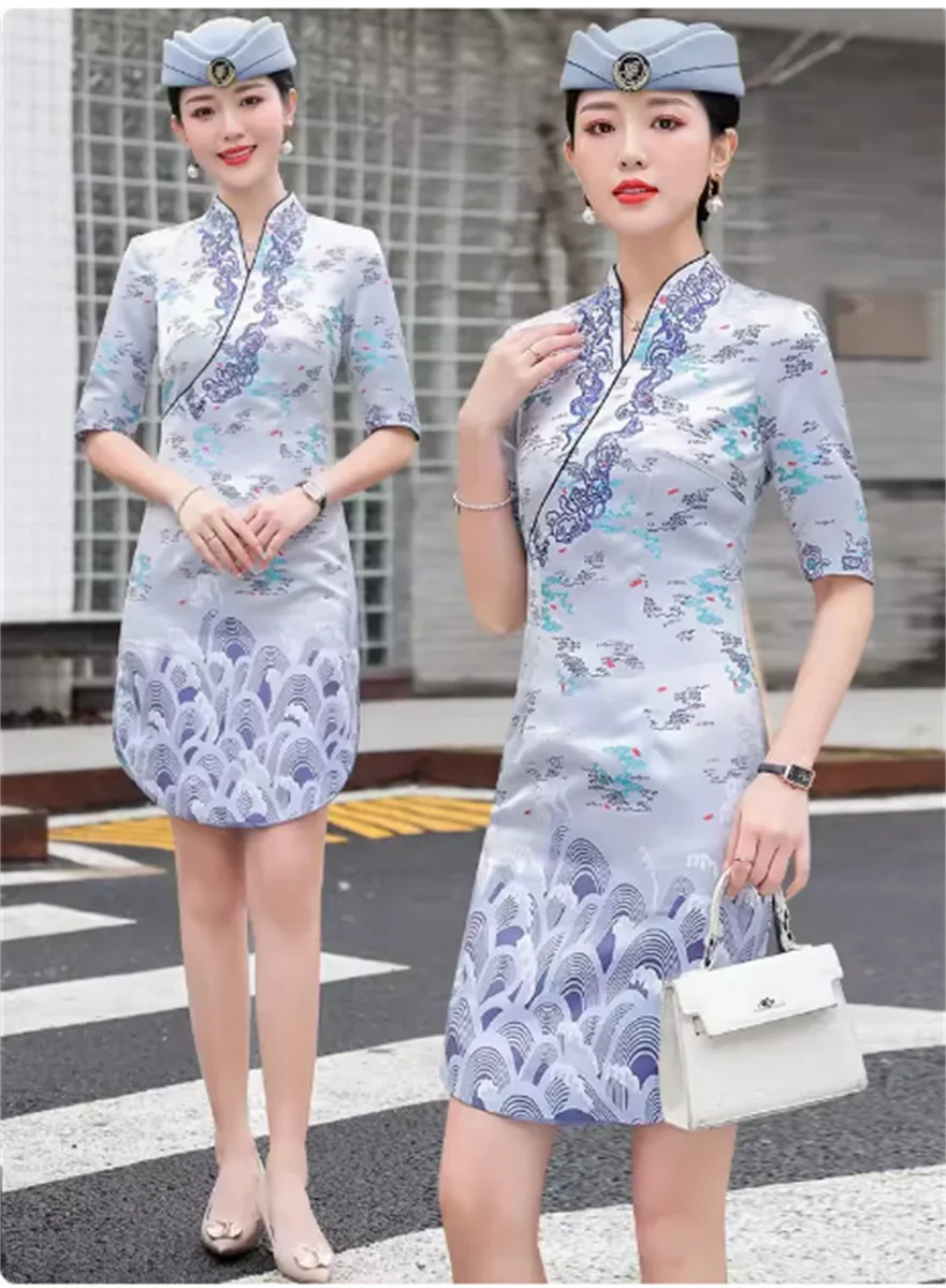 Hainan Airlines flight attendant uniform women's cheongsam dress professional suit