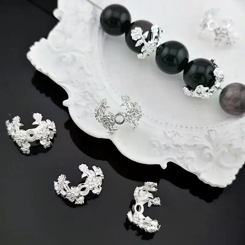 10 Pcs Zinc Alloy Rose Vine Flower Branch Spacer Beads DIY Bracelet Necklace Jewelry Making Accessories