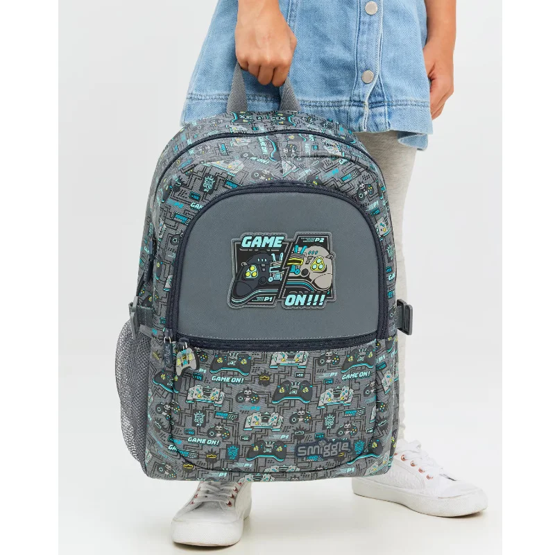 Australia Smiggle heiß verkaufter Original-Kinderrucksack, cooler Rucksack, Reisetasche, graue Spielekonsole, große Schultasche, 40,6 cm