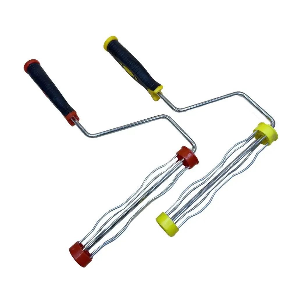 Yellow And Blue Roller Core Paint Roller Holder Galvanized Metal Frame Ergonomic Handle Roller Core Holder Comfortable Grip