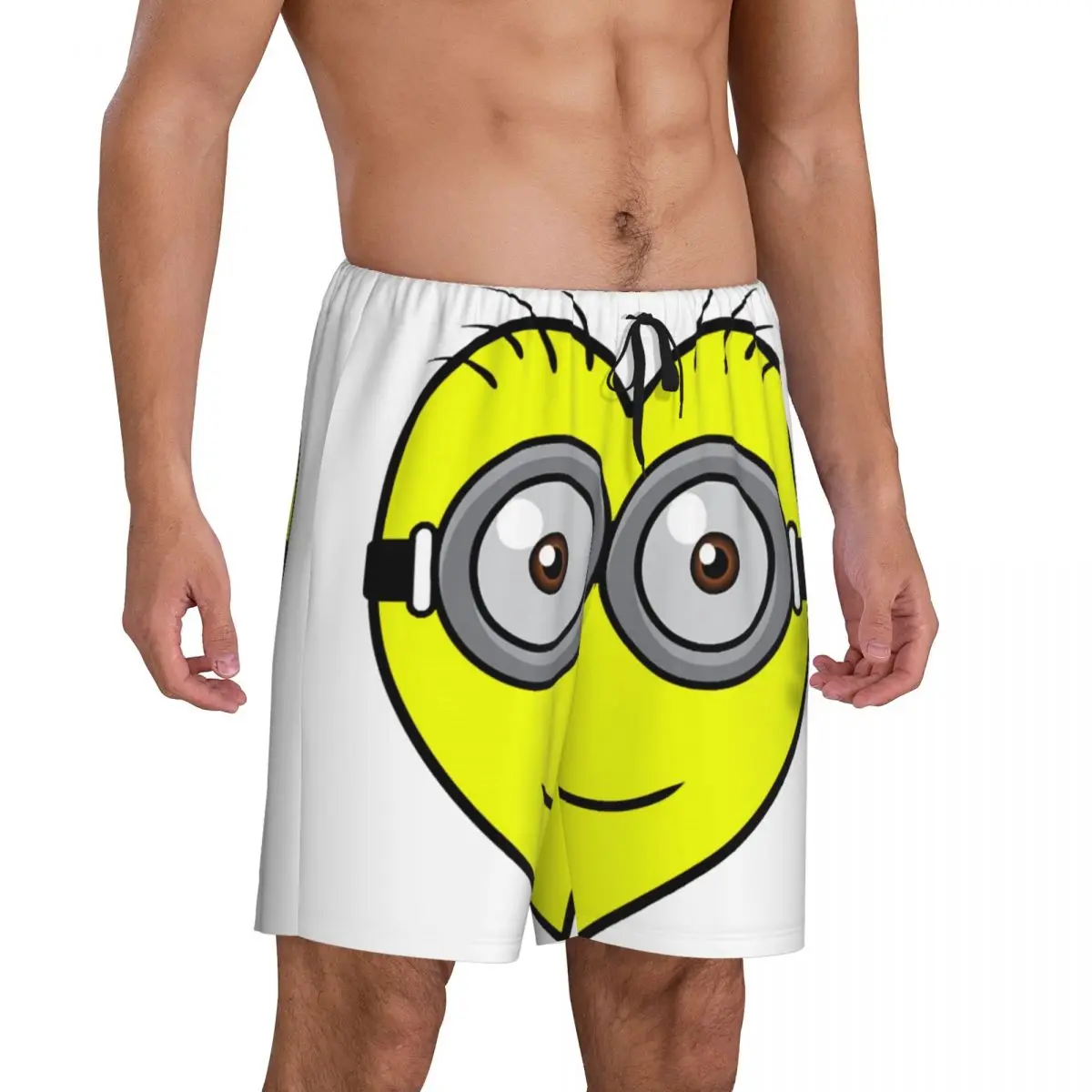 Custom Cartoon Animation Minions Pajama Bottoms Men Lounge Sleep Shorts Stretch Sleepwear Pjs with Pockets