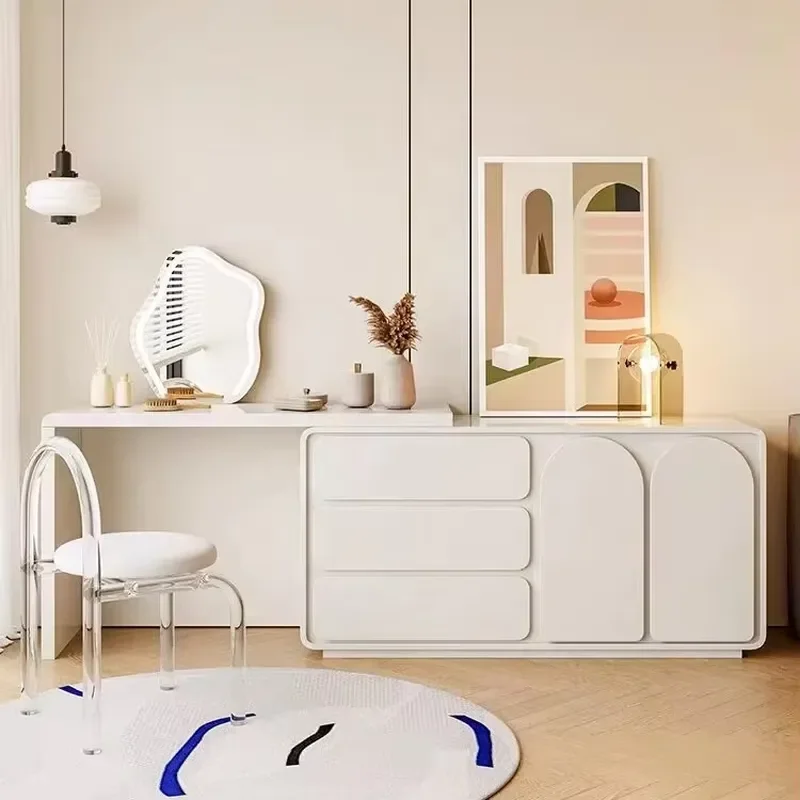 Minimalist Modern Foldable Smart Dressing Table Cheap Dresser Lighted Mirror Makeup Vanity Bedroom Hotel