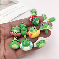 10pcs Kawaii Animals Green Mushroom Frog Charms for Jewelry Making Findings Resin Charm Pendants Flatback Diy Earrings C884