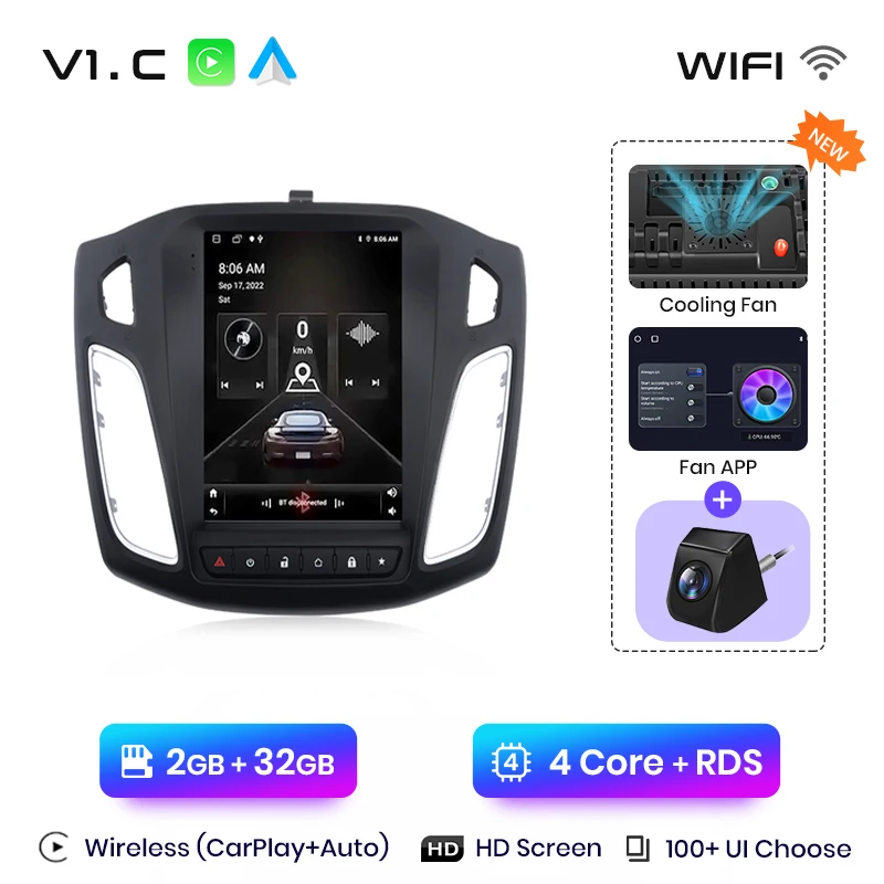 Junsun 9.7 ''Voor Tesla Stijl Draadloze Carplay Android Auto Radio Voor Ford Focus MK3 2012-2017 4G DSP Multimedia Navigatie