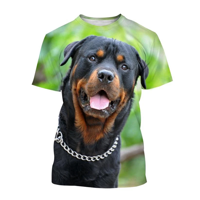 Rottweiler 3D Printed T-shirt Men's and Women's Fashion T-shirt Summer Casual Short-sleeved Round Neck Pet Dog Shirt Top XXS~6XL