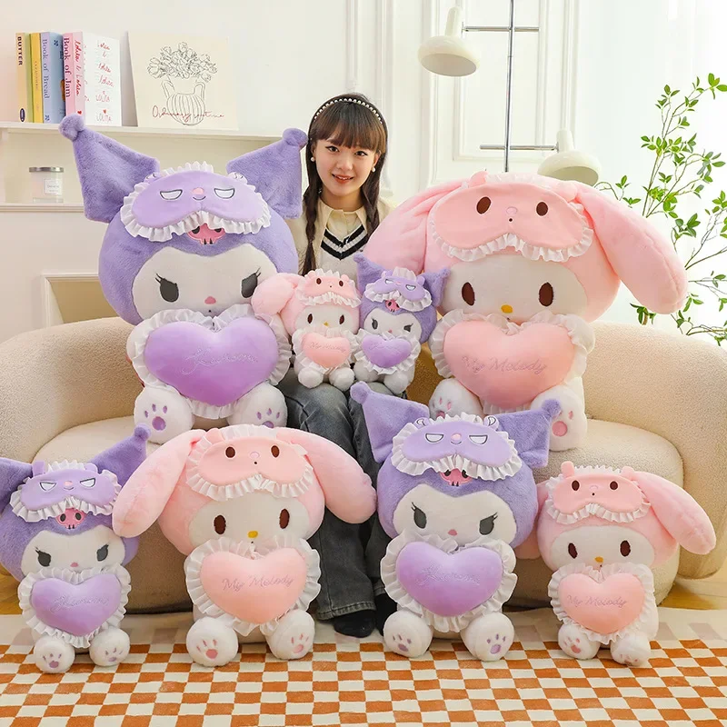 

Sanrio Kuromi Melody Plush Doll Big Size Cute Uniform Little Devil Kawaii Plushies Stuffed Toy Soft Sleeping Pillow Girls Gift