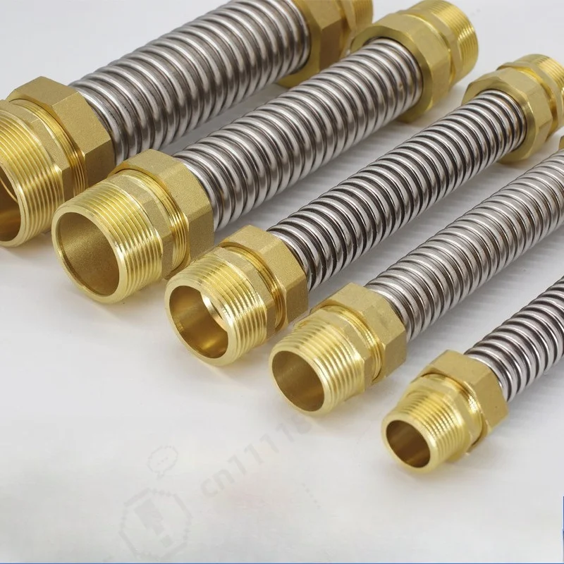 304 Stainless Steel Corrugated Pipe Brass Connector Explosion Proof Metal Water Hose Cold Hot Water Pipe for Air Conditioning