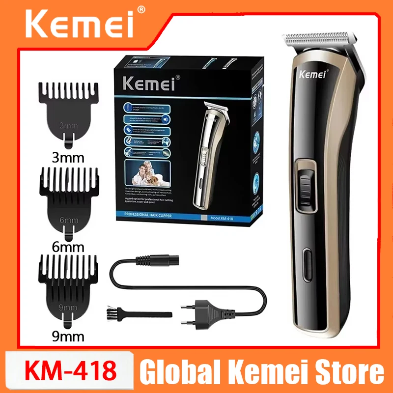 

Kemei KM-418 Waterproof Hair Clipper Rechargeable Electric Barber Trimmer Professional Cordless Hair Cutting Machine For Men