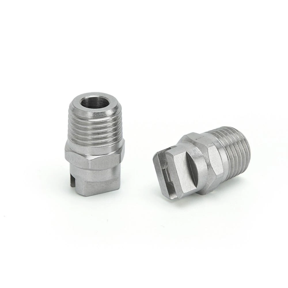 Huajue-boquilla de ventilador plano de acero inoxidable OEM/ODM, rosca macho BSPT de 1/4 pulgadas, serie HVV, ángulo de pulverización de 0 grados para limpieza/polvo