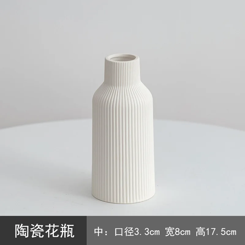 White Ceramic Vase White Flower Vase Minimalist Modern Home Vases Decor Aesthetic Flower Vases for Desk Shelf Table Ornament Min