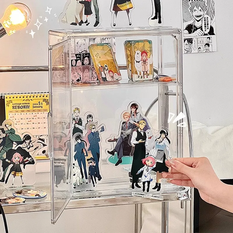 Bar storage box, transparent standing sign, anime millet storage rack, doll figurine, blind box display rack