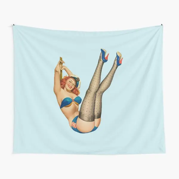 Vintage sexy Pin-up-Mädchen in blauen Bikini Tapisserie Matte Tages decke farbige Yoga-Dekoration Raum hängen Reise wand schönes Zuhause