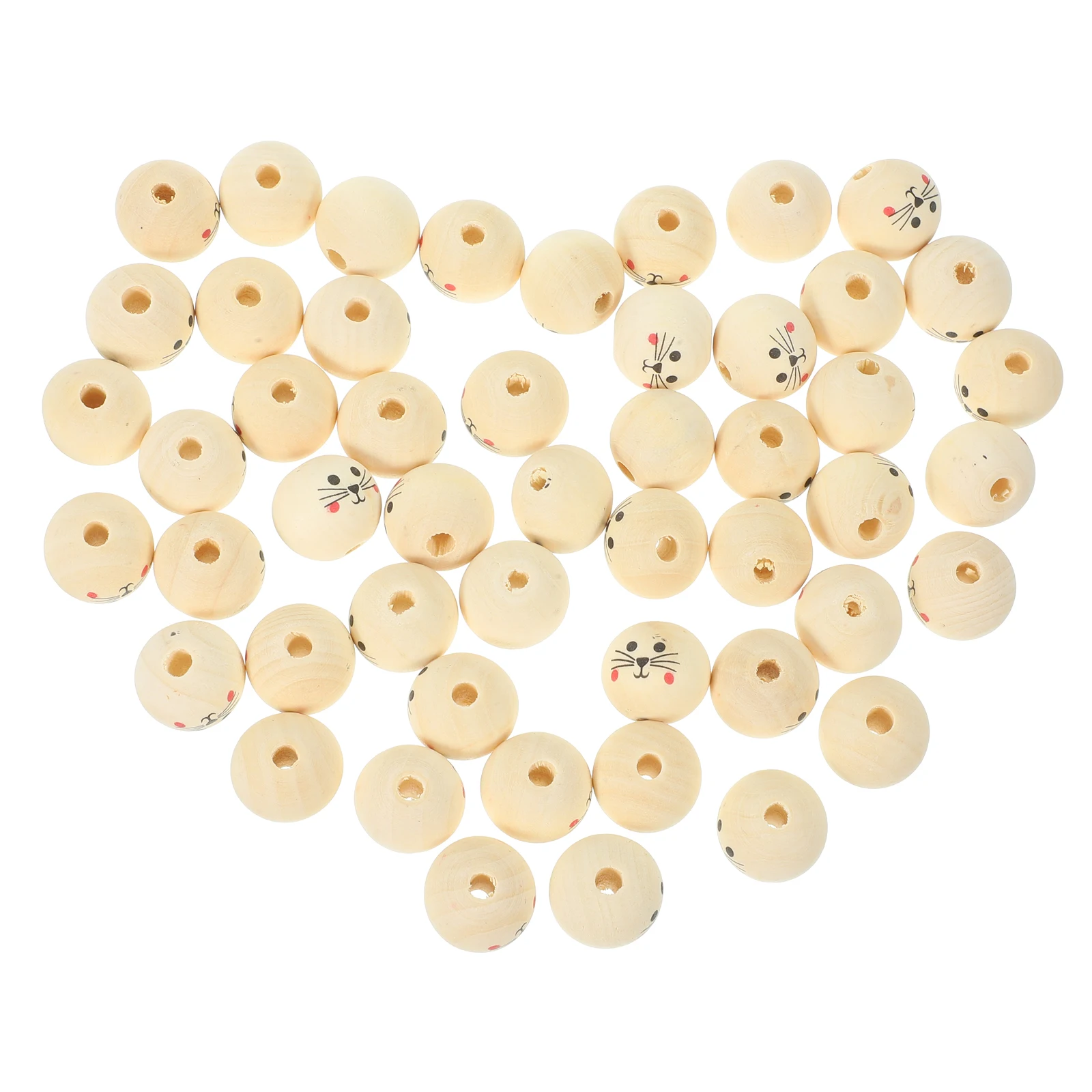 50 قطعة من الخرز الخشبي المستدير فضفاض الحرفية الوجه لأساور صنع المجوهرات