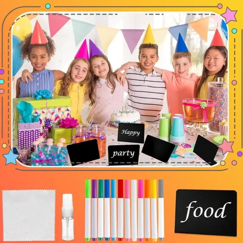 QX2E Small Information Board Place Labels Set Comes With 12 Rich Markers And Cloth
